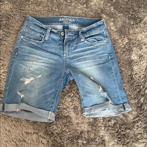 Long Ripped Jean Shorts